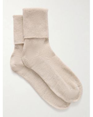 Johnstons of Elgin Ribbed Cashmere-Blend Socks - Natural