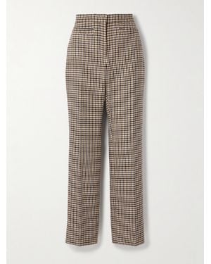 Veronica de Piante Riley Houndstooth Wool Straight-Leg Trousers - Brown