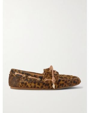Ancient Greek Sandals Pliaria Bootsschuhe Aus Kalbshaar Mit Leopardenprint Und Lederbesätzen - Braun