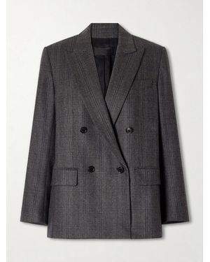 Nili Lotan Leston Checked Wool-Blend Blazer - Black