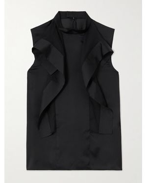 Sacai Bluse Aus Chiffon Mit Satinbesätzen Und Rüschen - Schwarz