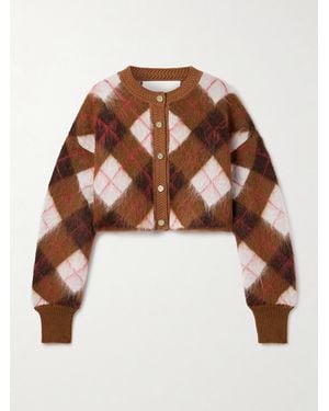 RÙADH The Blane Cropped Argyle Mohair-Blend Cardigan - Brown