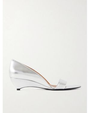 Jil Sander Metallic Leather Wedge Sandals - White