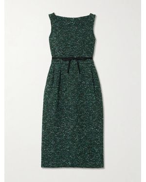 Erdem Bow-Detailed Bouclé-Tweed Midi Dress - Green