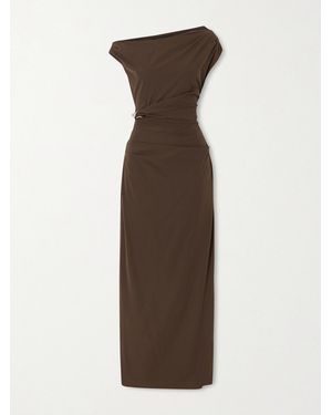 SIR. Sol Gathered Embellished Shell Midi Dress - Brown