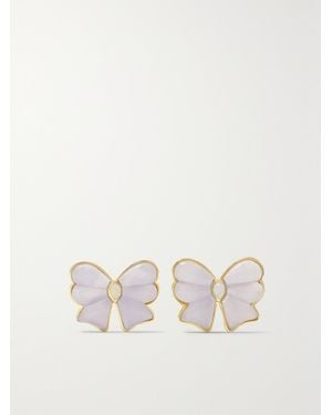 MASON & BOOKS Berkeley Small Bow 14-Karat, Chalcedony And Opal Earrings - Natural
