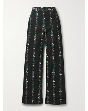 Adam Lippes Deeda Floral-Print Cotton-Blend Twill Straight-Leg Pants - Black