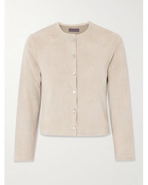 Stouls Astrid Cropped Suede Cardigan - Natural