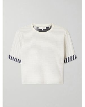 FRAME Striped Cuff Pima Cotton T-Shirt - Natural