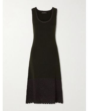 Wales Bonner Alice Crochet-Trimmed Ribbed Cotton-Blend Midi Dress - Black