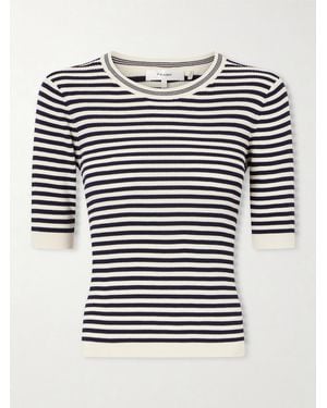 FRAME Striped Cotton-Blend T-Shirt - Blue