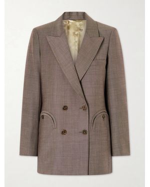 Blazé Milano Aile Everyday Double-Breasted Wool And Mohair-Blend Blazer - Brown