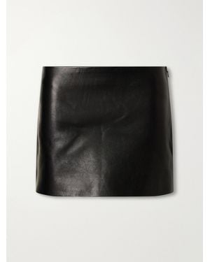 KHAITE Jett Textured-Leather Mini Skirt - Black