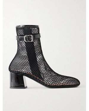 Alaïa Fishnet 55 Leather Ankle Boots - Black