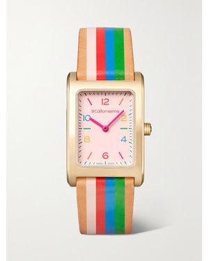La Californienne Daybreak 24Mm-Plated Striped Leather Watch - Pink