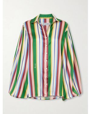 Christiano Marchelli Mia Striped Stretch-Silk Satin Shirt - Multicolour