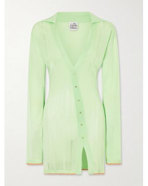 Donde Esteban Lulo Guayabera Stretch-Knit Mini Dress - Green