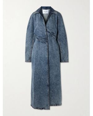 Alaïa Alaã¯A Long Denim Spiral Trench - Blue