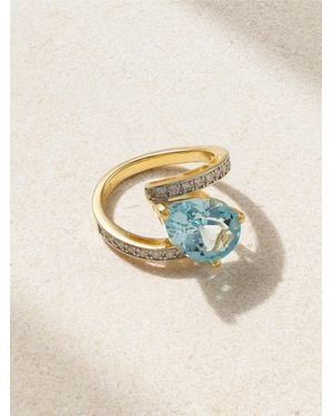 Mateo Bague En Or 14 Carats (585/1000) Topaze Et Diamants Slanted - Neutre