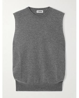 〓JIL SANDER〓 light-GREY カシミヤ knit vest Jil Sander Knitted Vest with Ribbed Trims men - Glamood Outlet