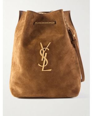 Saint Laurent Sintra Sport Appliquéd Suede Shoulder Bag - Brown