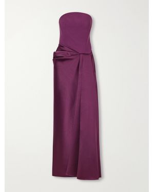 Solace London Seri Strapless Twill And Crepe Gown - Purple