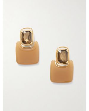 Saint Laurent Tone, Crystal And Resin Clip Earrings - Metallic
