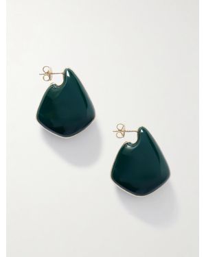 Bottega Veneta Plated And Enamel Earrings - Green