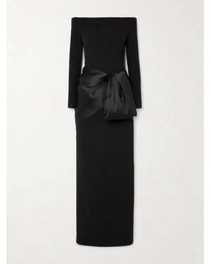 Solace London Kori Off-The-Shoulder Faille-Trimmed Crepe Gown - Black