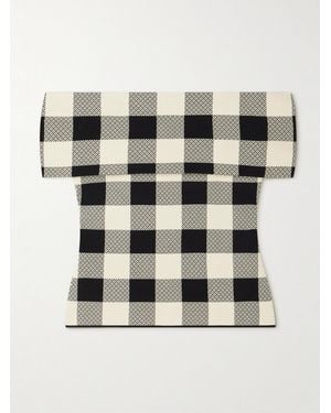 Posse Pippa Off-The-Shoulder Checked Jacquard-Knit Top - Multicolour