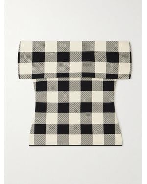 Posse Pippa Off-The-Shoulder Checked Jacquard-Knit Top - Multicolor