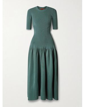 Altuzarra Maisie Gathered Metallic Stretch-Knit Maxi Dress - Green