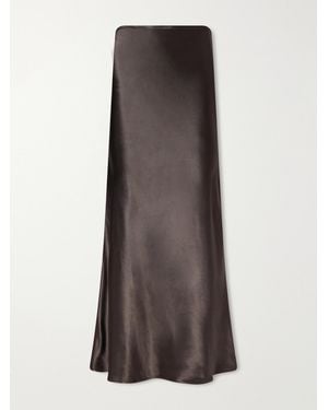 FFORME Cori Satin Midi Skirt - Brown