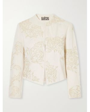 Kartik Research Bead-Embroidered Denim Jacket - Natural