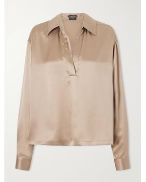 Tom Ford Silk-Satin Blouse - Natural