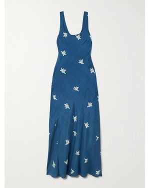Alix Of Bohemia Adele Printed Silk-Satin Maxi Dress - Blue