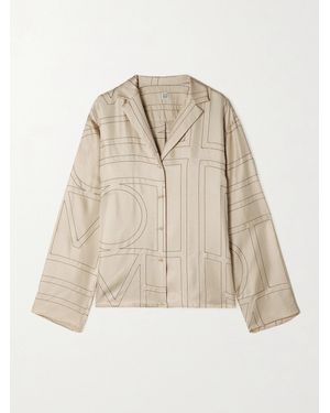TOTEME Embroidered Silk-Twill Shirt - Natural