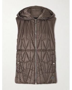 Rick Owens Moncler Hooded Appliquéd Quilted Shell Down Gilet - Brown