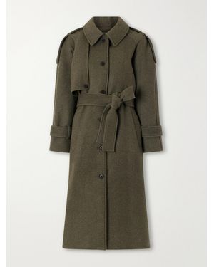 SKALL Manilla Belted Recycled-Wool Twill Coat - Green