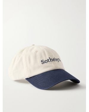 FRAME Sotheby's Embroidered Cotton-Twill Cap - Blue