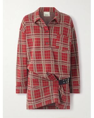 Isabel Marant Blandia Gathered Buckle-Detailed Checked Cotton-Flannel Mini Dress
