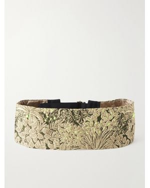 Dries Van Noten Floral-Jacquard Belt - Natural