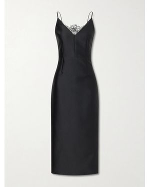 Emilia Wickstead Manolo Blahnik Libera Lace-Trimmed Cady Midi Dress - Black