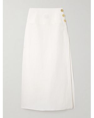 LeKasha Haifal Linen Midi Skirt - White