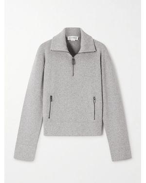 Victoria Beckham Milano Merino Wool And Cashmere-Blend Half-Zip Jumper - Grey