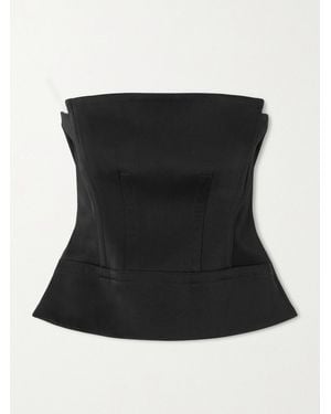 Another Tomorrow Architectural Satin-Crepe Bustier Top - Black