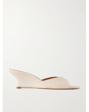 STAUD Brigitte Leather Wedge Mules - Natural