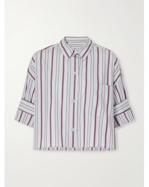 Twp Next Ex Cropped Striped Cotton-Poplin Shirt - Blue