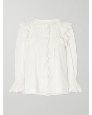 Saint Laurent Crochet-Trimmed Cotton-Voile Blouse - White