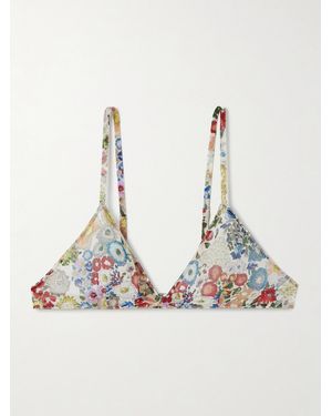 KHAITE Talita Floral-Print Silk-Chiffon Triangle Bra - Multicolour